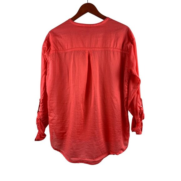 Michael Stars Womens Coral Button-Up Shirt Medium 100% Cotton Made In China - Picture 2 of 5